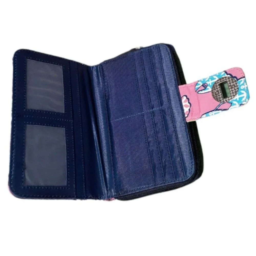 Unbranded Women's Card Coins Turn Lock Wallet in Pink Lobster Print